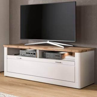 TV-Lowboard Michigan in weiß matt und Eiche 154 cm