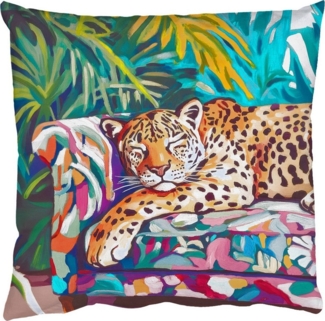 MuchoWow Dekokissen Leopard - Bunt - Tropisch, Zierkissen mit Füllung für Wohnzimmer, Sofakissen, 40x40 cm