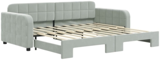 vidaXL Tagesbett Ausziehbar Hellgrau 90x190 cm Samt 3196942