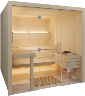 Infraworld Gracil Elementsauna in Espe Saunakabine Stäbchen-Optik 210 x 210 x 210 cm