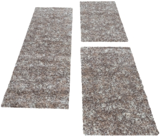 Carpettex Hochflor-Bettumrandung Unicolor - Einfarbig, Höhe 30 mm, (Bett-Set, 3-tlg, Bettvorlage), Schlafzimmer Teppich Bettumrandung Läufer Set 3 teilig