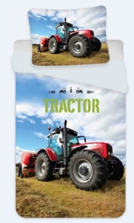 BrandMac Bettwäsche Roter Traktor - Bettwäsche-Set, 135x200 & 80x80, Baumwolle, 100% Baumwolle