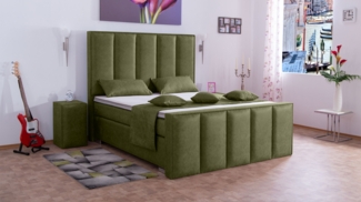 Meisterbetten Boxspringbett Vicy 160x200 in MS-Olive, Matratzenbezug Nano, Ergoflex-Topper