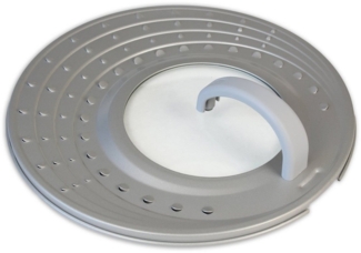 LindenBerg Spritzschutzdeckel Spritzschutzdeckel für Pfannen Ø 20-30cm aus Metall u. Glas, Silber, (Pfannendeckel, Antihaftbeschichtung), ideal für Pfannen