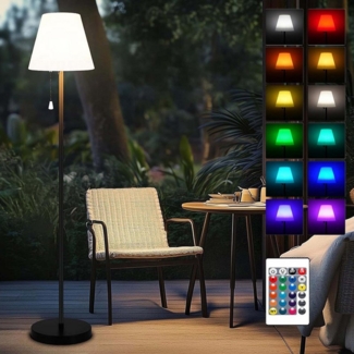 MUPOO LED Außen-Stehlampe Solar Stehleuchte mit Fernbedienung, RGB Outdoor Stehlampe Akku, USB-Aufladbar, Wasserdicht, Höhenverstellbar,Memory-Funktion mit Lichtsensor