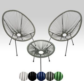 sunnypillow Gartenstuhl 2er Set Acapulco Gartenstühle mit Tisch, Grau