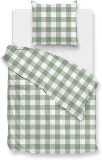 Zo! Home Cotton Bettwäsche 135x200 Quattro di Lino Moss Green grün weiß kariert