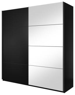 Schwebetürenschrank Kleideschrank Beta schwarz Spiegel 200x61x210cm