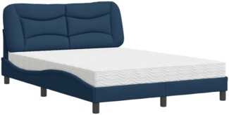 vidaXL Bett mit Matratze "Hvar" Blau 140x190 cm Stoff 3208533