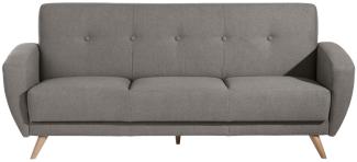 Jerry Sofa 3-Sitzer mit Bettfunktion Samtvelours Grau Buche Natur