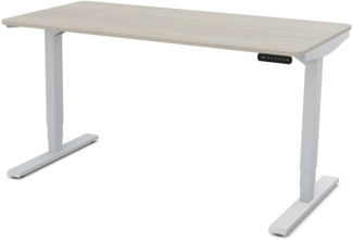 ASSMANN Elektrisch höhenverstellbarer Schreibtisch Y-Line Curved 120x70 cm Eiche Polar Weißaluminium Metall Holz