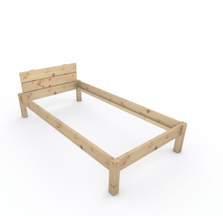 Pfostenbett "metallarm" Zirbe Holzbett "Daybett" 100 x 200cm 38cm Einzelbett