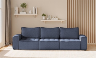 Sofa Modulsofa 3-teilig SANDE 3-Sitzer Stoff Raven Blau