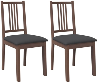 vidaXL Esszimmerstühle mit Kissen 2 Stk. Braun Massivholz Gummibaum 4102396