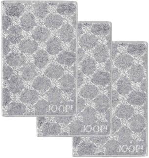 JOOP! Gästetuch Classic Frottierkollektion, 3er Pack - Walkfrottier Grau Cornflower 30x50cm