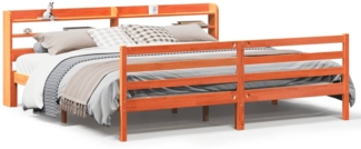 vidaXL Massivholzbett ohne Matratze Wachsbraun 180x200 Kiefernholz 3306666