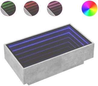 LED-Couchtisch, Sofatisch Betongrau 90 x 50 x 30 cm Holzwerkstoff