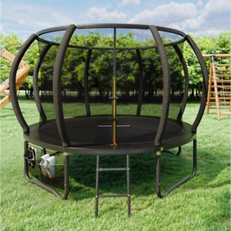GUNJI Gartentrampolin trampolin 305/366cm, Kindertrampolin mit Sicherheitsnetz und Geländer, Ø 305 cm, (150 kg Tragfähigkeit, in den Farben schwarz und blau erhältlich, 360°-Geländer)