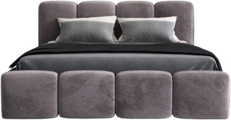Polsterbett DONA 180x200 ohne Matratze mit Bettkasten und Lattenrost. Farbe: Grau 16