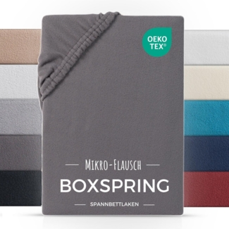 Carpe Sonno Spannbettlaken Boxspring Winter Teddy Fleece Plüsch 180x200 200x200 180x220 200x220, Fleece, Gummizug: rundum, (1 Stück), Wasserbett Spannbettlaken Kuschelig Warm Spannbetttuch Anthrazit