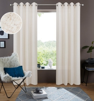 my home Gardine Rudy (2 St), Ösen, halbtransparent, Halbtransparent, Leinenlook, Polyester-Leinen-Mischung, 2er Set