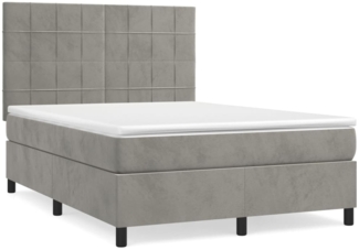 vidaXL Boxspringbett mit Matratze Hellgrau 140x190 cm Samt 3143019