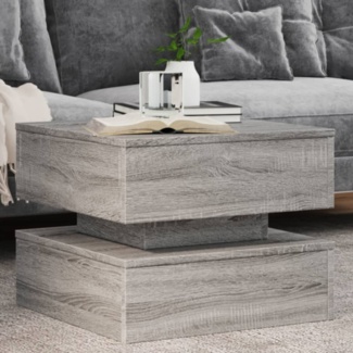 vidaXL Couchtisch mit LED-Leuchten Grau Sonoma 50x50x40 cm 839859
