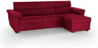 Dmora Schlafsofa mit Halbinsel Priverno, Wandelbares Ecksofa für das Wohnzimmer, gepolstert, abnehmbar, 100 % Made in Italy-Qualität, 285x160 h100 cm, Rot
