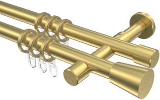 Gardinenstangen-Set Prestige Sitra 480 cm (geteilt in 3 x 160 cm), 2-läufig, 20 mm Ø Messing-Optik