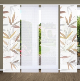 HOME in green Schiebegardine RANDOW (4 St), Paneelwagen, halbtransparent, SET DIGITALDRUCK,BAMBUSOPTIK RECYCELT