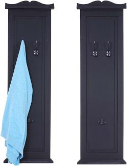 2er-Set Garderobe T33, Wandgarderobe Garderobenpaneel, Wandhaken Holz 109x28x4cm ~ dunkelgrau lackiert