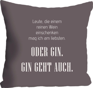 queence Dekokissen Wein & Gin, mit Schriftzug, Kissenhülle ohne Füllung, 1 Stück