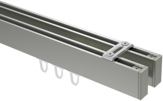 Innenlauf-Gardinenstangen-Set Smartline Paxo 300 cm (geteilt in 3 x 100 cm), 2-läufig, 14x35 mm Edelstahl-Optik
