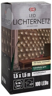 Mojawo Lichtervorhang 100 LED Lichternetz Lichterkette warmweiß Innen Aussen Timer Batterie