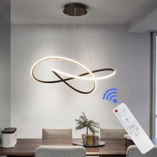 ibettertec Deckenleuchten LED Hängelampe Esstisch,LED Hängeleuchte Pendellampe Wohnzimmer, LED fest integriert, 48W, Kaltweiß, Warmweiß, Neutralweiß, Höhenverstellbar,Dimmbar Hängeleuchte Aluminium Mit Fernbedienung