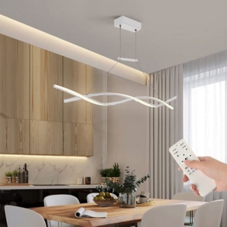 oyajia LED Pendelleuchte Höhenverstellbar Pendelleuchte, Wellen Hängelampe Esstischlampe 80cm, LED fest integriert, Warmweiß, Naturweiß, Kaltweiß, Dimmbar mit Fernbedienung Küchenlampe,für Wohnzimmer, Esszimmer, Hotel