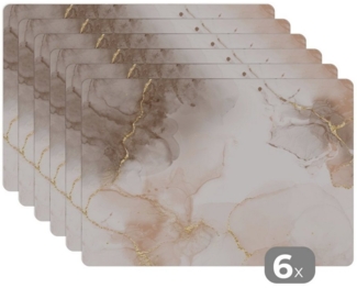 MuchoWow Platzset Marmor - Braun - Gold, (6-St), Platzsets, Tischset, Abwaschbar, Tischsets, Platzdeckchen