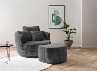 Leonique Hocker MAISIE, passende Ergänzung zum Big-Drehsessel, MAISIE, in Mega-Cord und Web-Velours