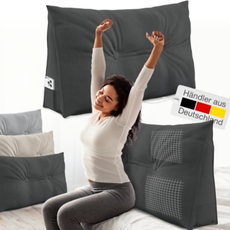 ELONEO Rückenkissen Keilkissen für Bett und Sofa, Lesekissen mit praktischem Seitenfach, 1-tlg, mit praktischem Seitenfach, Lesekissen, mit waschbarem Bezug