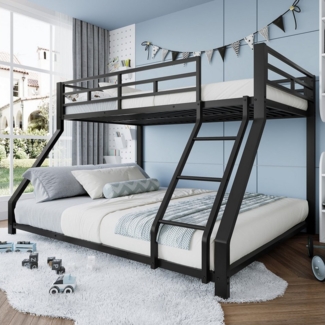 Merax Etagenbett (1-St), Metallbett 90x200 cm/140x200 cm mit Leiter und Sicherheitsgeländer