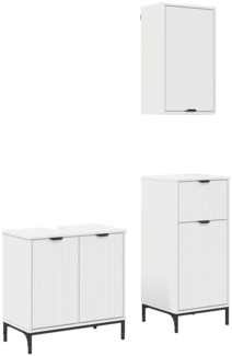vidaXL Badezimmermöbel-Set mit Regal 3 pcs Weiß Sperrholz und Metall 3393103
