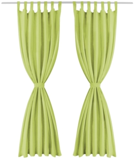 vidaXL Vorhänge Mikro-Satin 2 Stk. mit Schlaufen 140 x 175 cm Grün 132222