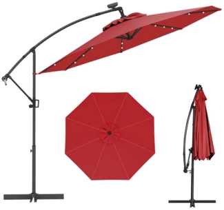COSTWAY Sonnenschirm, LxB: 300,00x300,00 cm, mit LED, Kurbel, neigbar