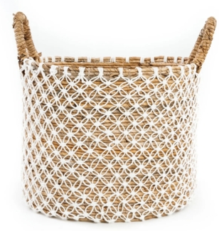 Der Gekreuzt Genähte Makramee-Korb - L - Naturweiß - 40x40x31cm