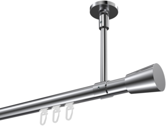 Innenlauf-Gardinenstangen-Set Sonette Sitra 260 cm (geteilt in 2x130 cm), 1-läufig, 20 mm Ø Chrom