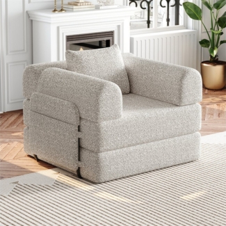 MODFU Schlafsofa Chenille-Schlafsessel 2-in-1, mit Staufach in der Armlehne, Metallrahmen und mehreren Konfigurationsmöglichkeiten 1 Teile, mit Relaxfunktion