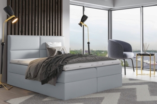 99rooms Merino Boxspringbett Velours MONOLITH 180x200 cm Silber