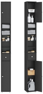 SoBuy Badkommode BZR34-II, Badschrank schmal, Badezimmermöbel, Wasserabweisender, Badzimmerschrank mit verstellbare Ablagen Badkommode schmal Badezimmer