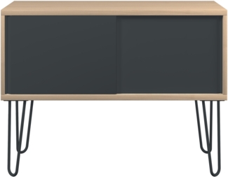 MultiRange Sideboard, natürliche Eiche, Schiebetüren aus Stahl, 4 Stahlfüße, Maße: H 752 x B 1000 x T 450 mm, Farbe: natürliche Eiche/anthrazitgrau