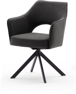 2er-Set Armlehnstuhl 'Tonala' - Vintage Anthrazit, Drehbar, Gestell Metall schwarz